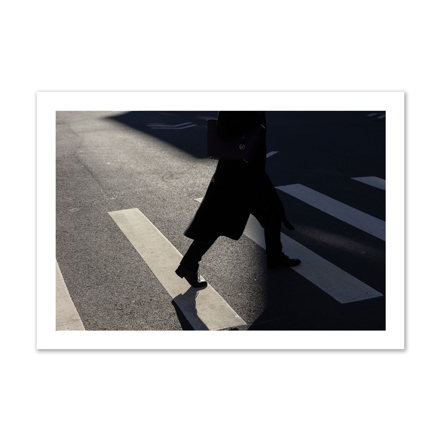 Fine art street photograph of a woman walking through a crosswalk in Soho New York, archival pigment print, collector size, unframed