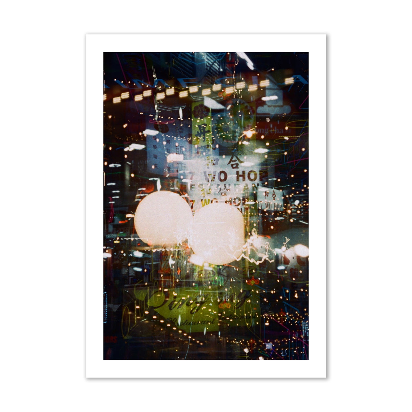 Fine art street photograph of a multiple exposure capture of Chinatown in NYC, archival pigment print, collector size, print.