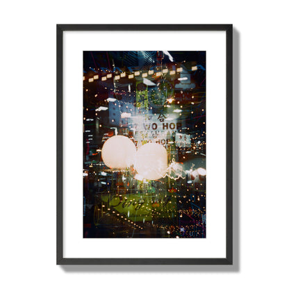 Fine art street photograph of a multiple exposure capture of Chinatown in NYC, archival pigment print, large size, black frame.