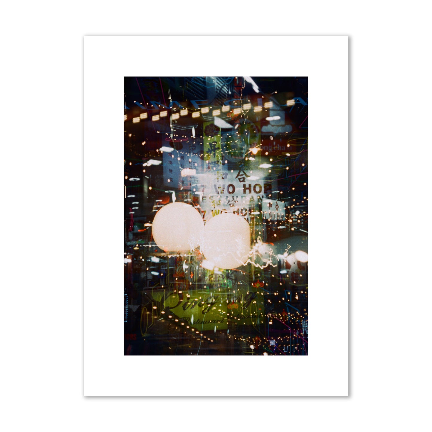 Fine art street photograph of a multiple exposure capture of Chinatown in NYC, archival pigment print, medium size, print