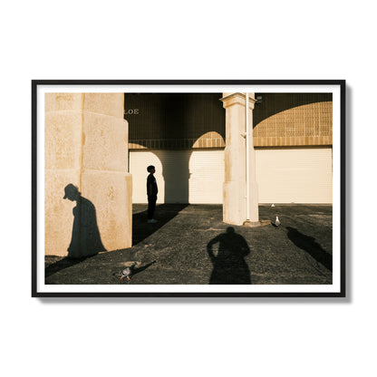Fine art street photograph of shadows cast on the walls of the Indiana Tea House at Cottesloe Perth Western Australia. Archival pigment print, gallery size, black frame.