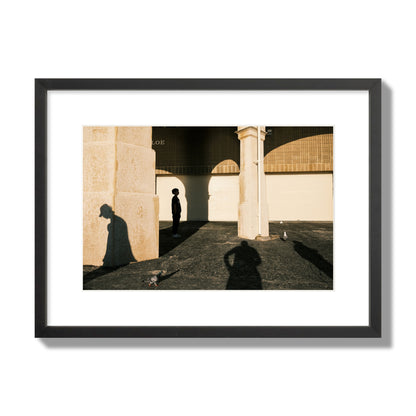 Fine art street photograph of shadows cast on the walls of the Indiana Tea House at Cottesloe Perth Western Australia. Archival pigment print, medium size, black frame.