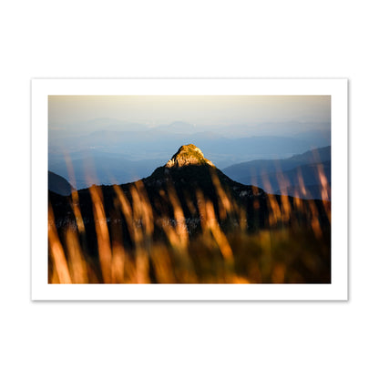 Fine art photo of a mountain peak at sunset. Archival pigment print, collector size, print.