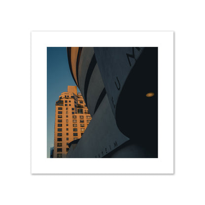 Fine art photograph of the Guggenheim Museum at dusk, archival pigment print, giant size, print.