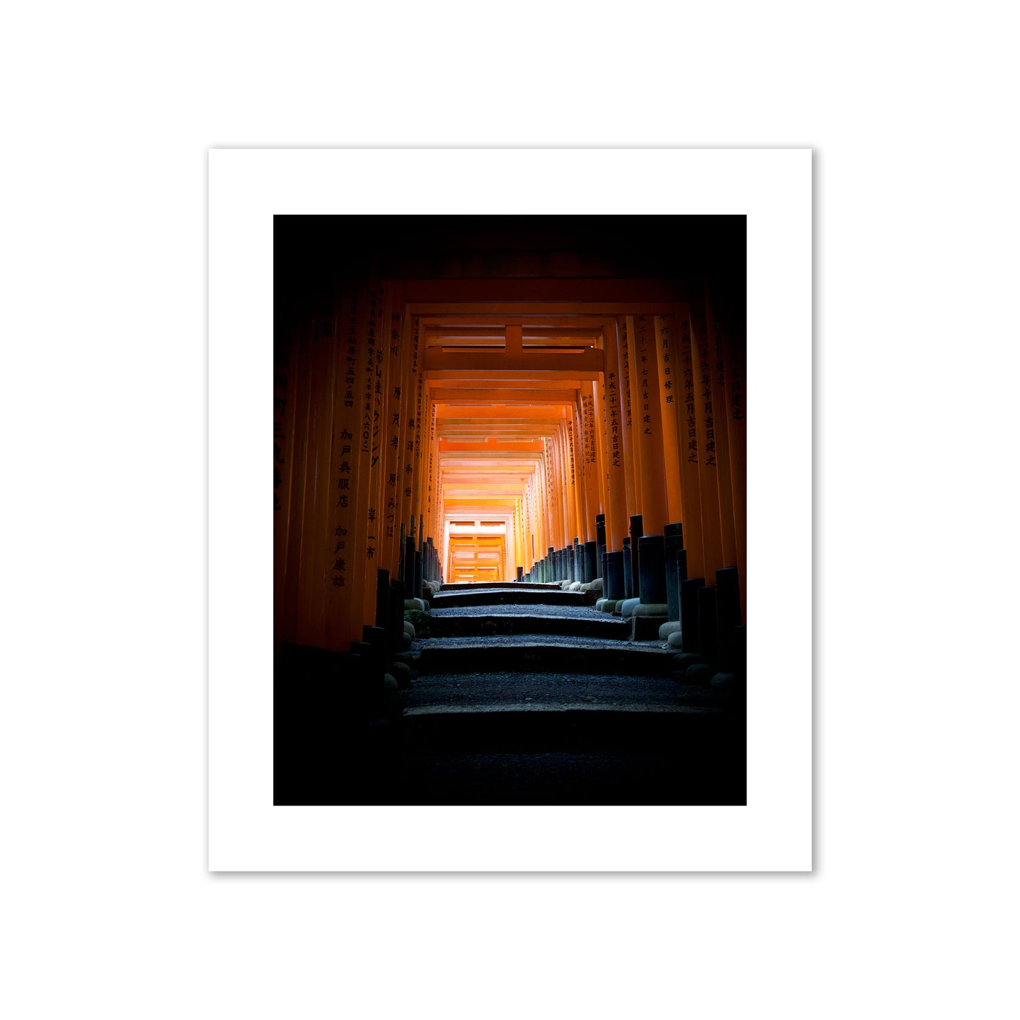 Fine art photograph of the torii gates at Fushimi Inari Shrine, archival pigment print, giant size, print.