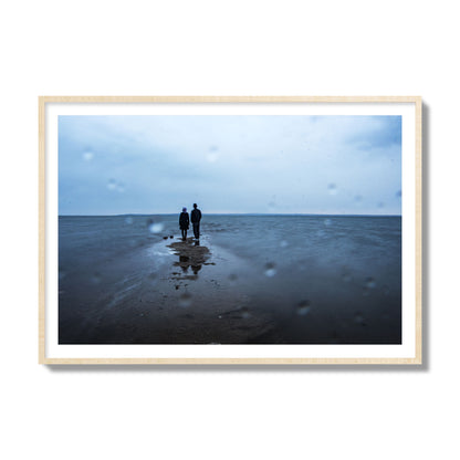 Fine Art Landscape Photography of a Couple Gazing Into the Ocean, archival pigment print, collector size, natural wood frame.