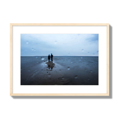 Fine Art Landscape Photography of a Couple Gazing Into the Ocean, archival pigment print, large size, natural wood frame.