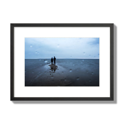 Fine Art Landscape Photography of a Couple Gazing Into the Ocean, archival pigment print, medium size, black frame.