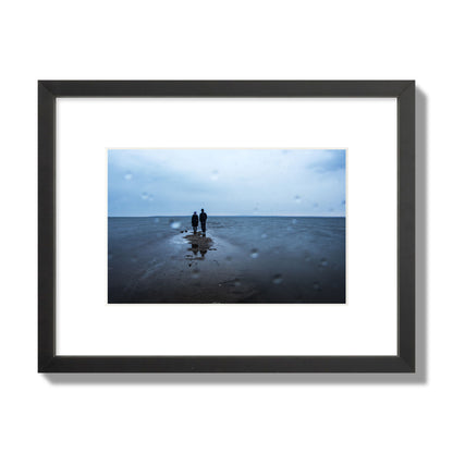 Fine Art Landscape Photography of a Couple Gazing Into the Ocean, archival pigment print, small size, black frame.
