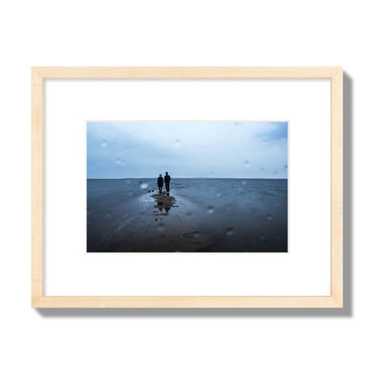 Fine Art Landscape Photography of a Couple Gazing Into the Ocean, archival pigment print, small size, natural wood frame frame.